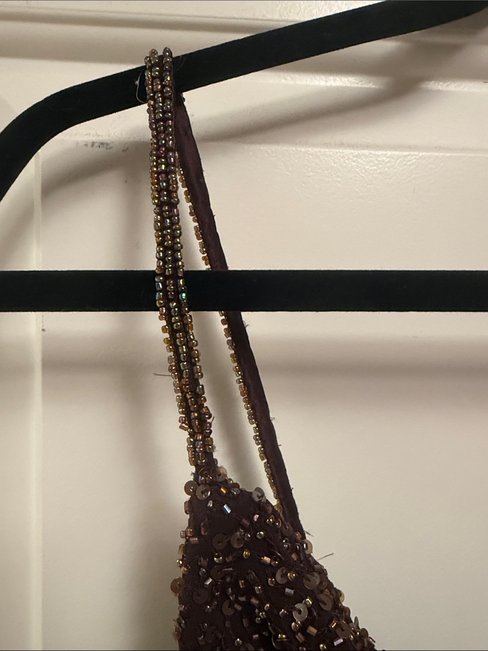 Sequin Cowl Neck Camisole in Dark Brown - Picture 2 of 7